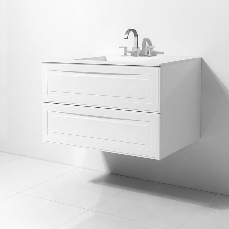 Alma 42.25" Wall Mounted Single Bathroom Vanity with Top, Bianca