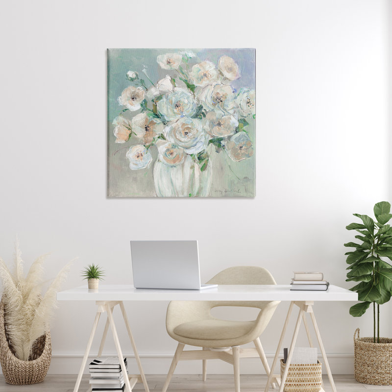 Art mural sur toile Mute Blush Roses Abstraction, design par Sally Swatland, H 36 po x l 36 po