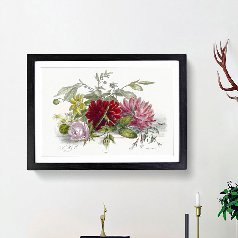 Still Life of Flowers - Picture Frame Art Print, 27cm H x 36cm W x 2cm D, Black Framed