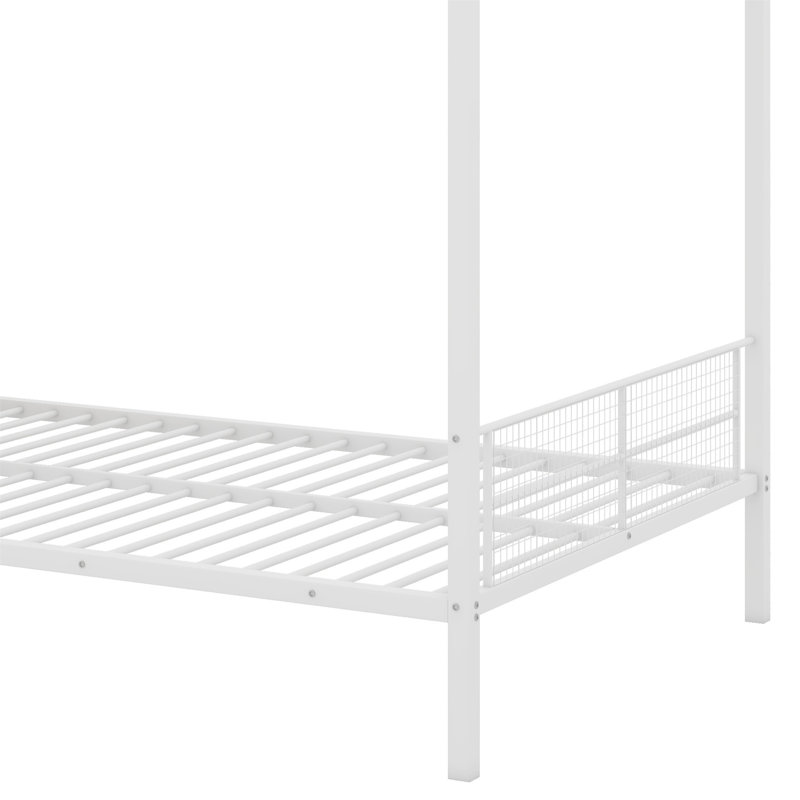 Lit superposé en métal avec tablettes à 5 niveaux, Blanc