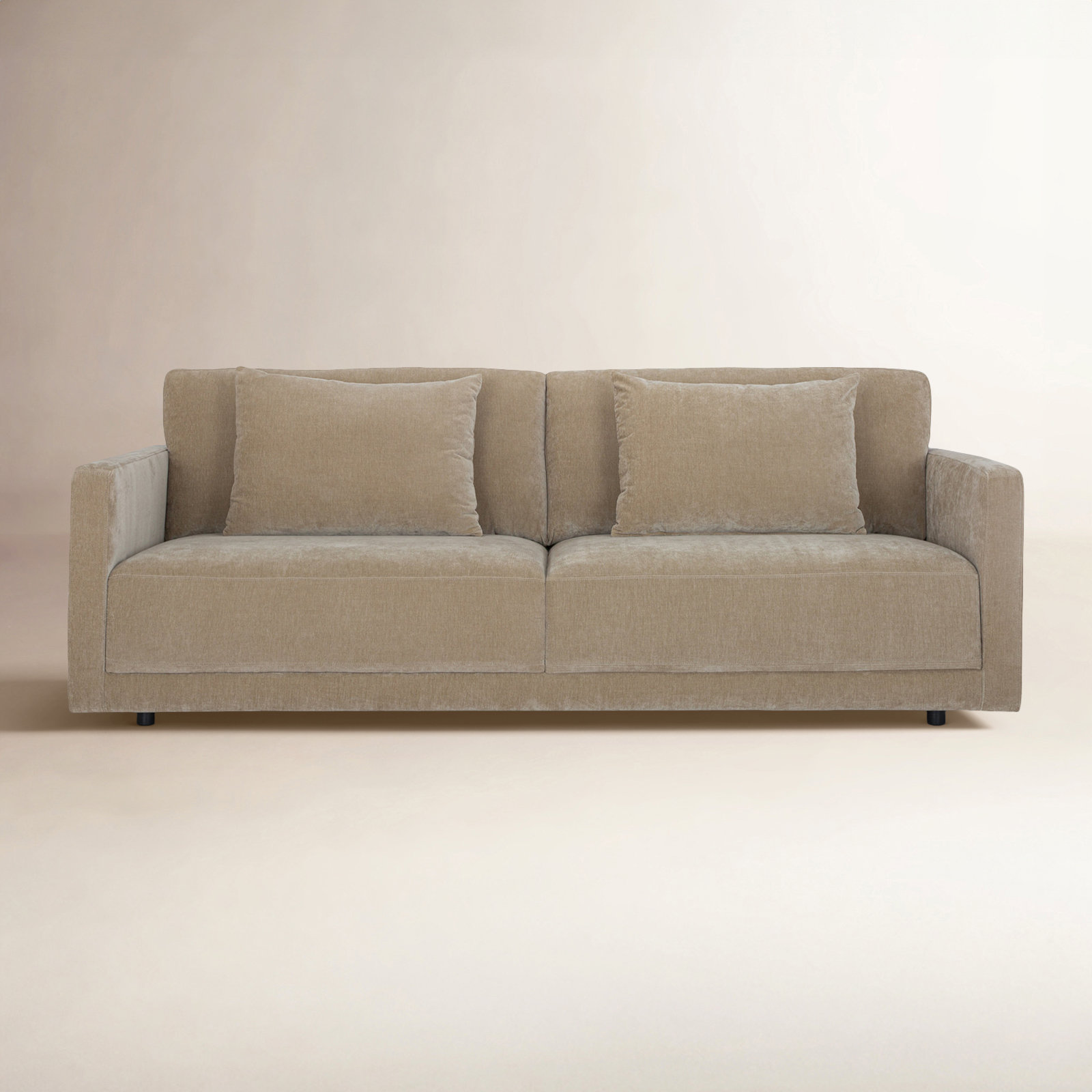 Kenji 84'' Upholstered Sofa, Latte Brown Velvet
