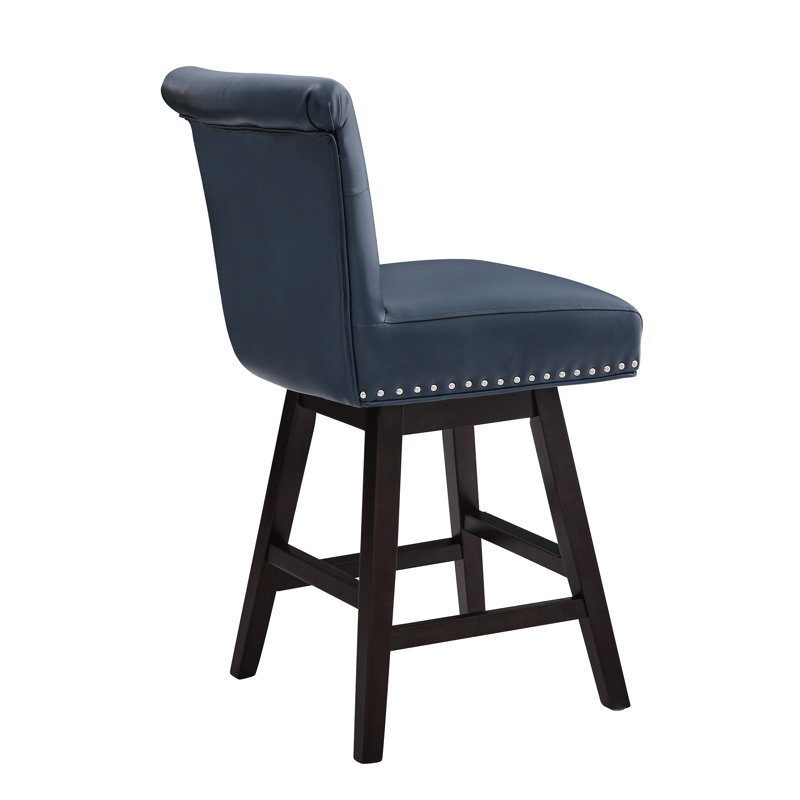 Aquetzalli Swivel Upholstered Counter Stool, 3, Navy