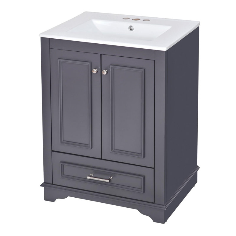 24'' Bathroom Vanity with Resin Sink Combo, Blue Gray