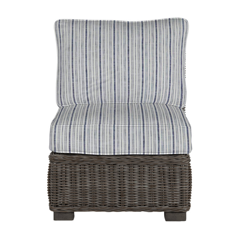 Rustic Woven Sectional Slipper Chair, Welt, Black Walnut, Herringbone Sand
