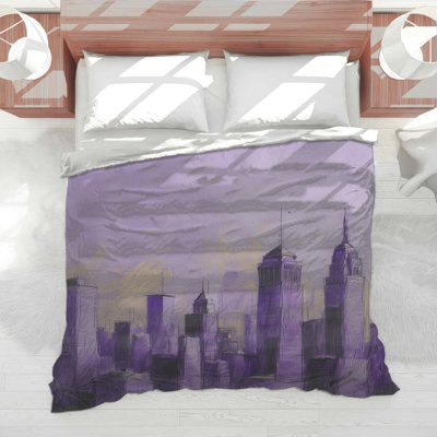 Purple City Skyline Comforter