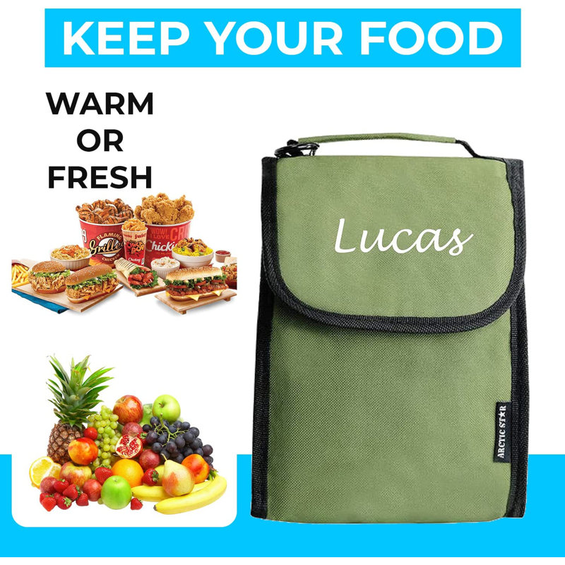 Sac à lunch personnalisé pour enfants - Boîte à lunch pour filles et garçons - Sacs isothermes réutilisables - Boîte-repas en polyester robuste pour enfant avec nom personnalisé - Idéal pour les pique-niques scolaires et les voyages