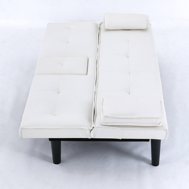 Ebern Designs Faux Leather Sofa Bed With Adjustable Backrest - Wayfair ...