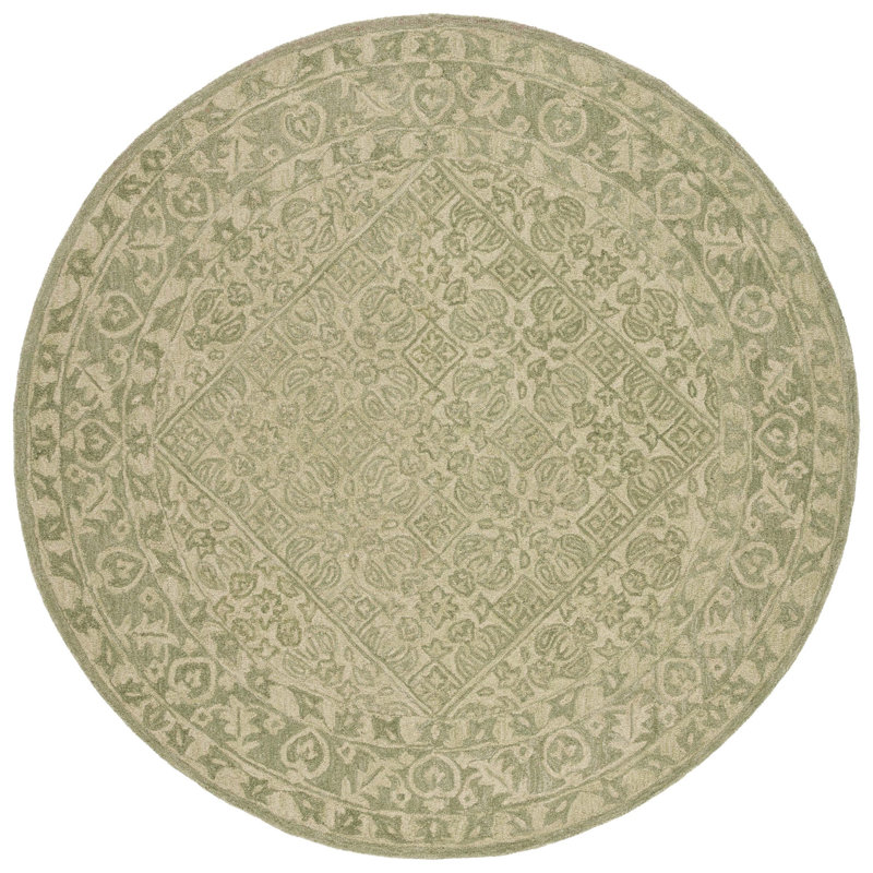 Ajdin Hand Woven Wool/Cotton Area Rug, Round 3'
