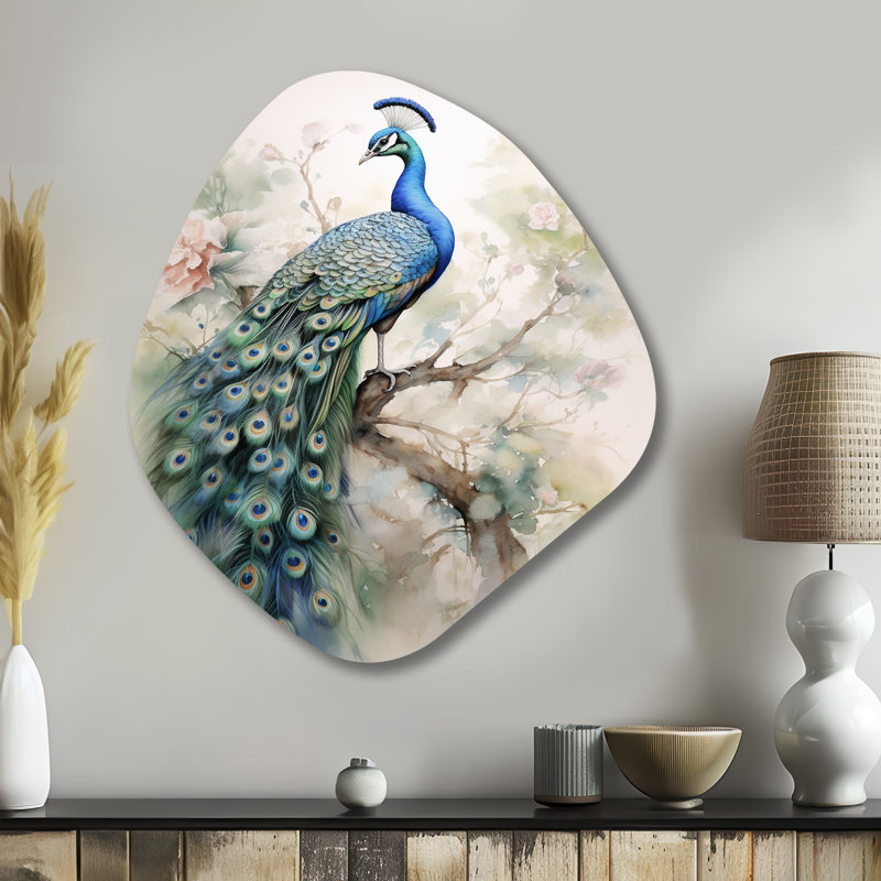 Tauren - art mural asymétrique en forme de nébuleuse paon, H 35 po x l 31 po