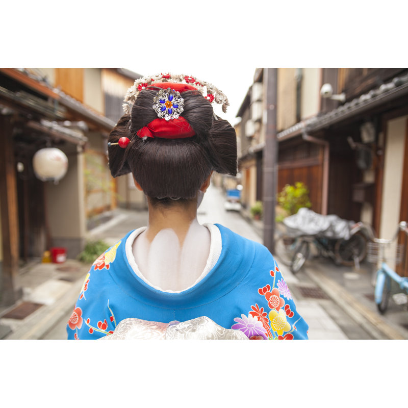 Geisha Girl From Behind - Wrapped Canvas Print, 30cm H x 46cm W x 3.8cm D