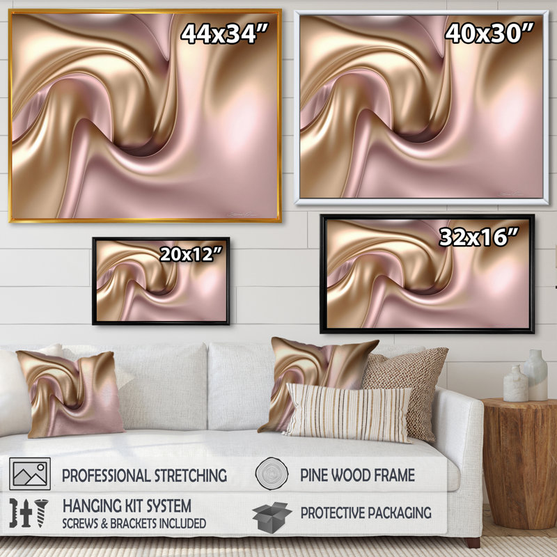 Or liquide lisse dans de douces nuances d'or et de taupe VI - reproduction sur toile, H 24 po x l 32 po x P 1 po