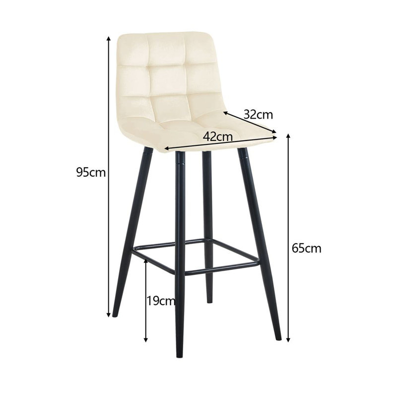 Breyson Upholstered Counter Stool with Metal Frame, Beige