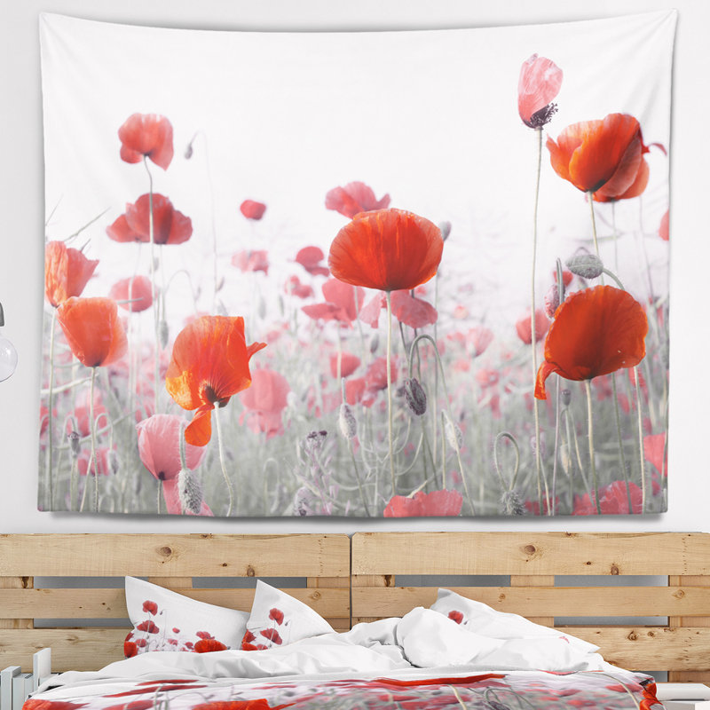 Tapisserie de jardin fleurie rouge incroyable, H 32 po x l 39 po