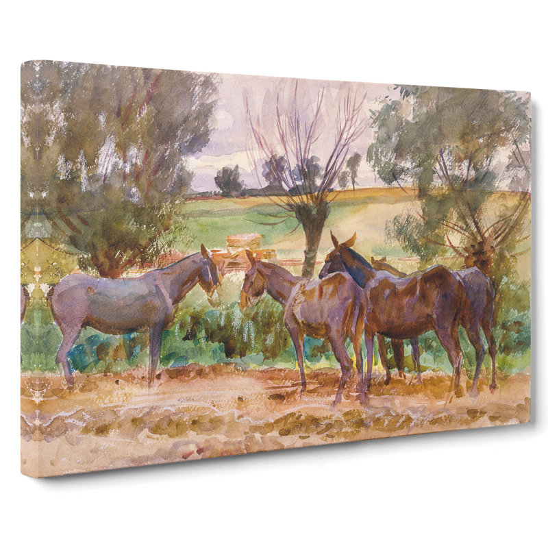 Mules And Donkeys by John Singer Sargent - Wrapped Canvas Painting, 50cm H x 76cm W x 3cm D