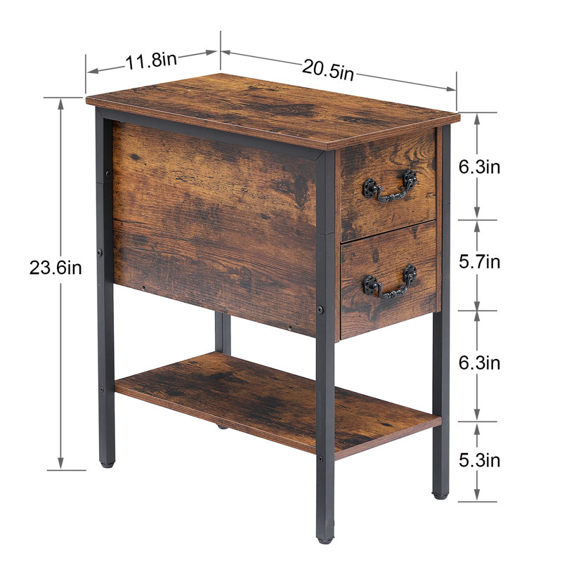 Table de chevet 2 tiroirs Emanni, Brun