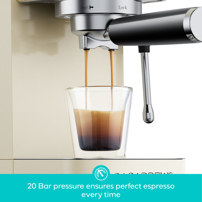 CASABREWS 3700E 20 Bar Espresso Machine Cappuccino Maker with Milk Frother, Yellow