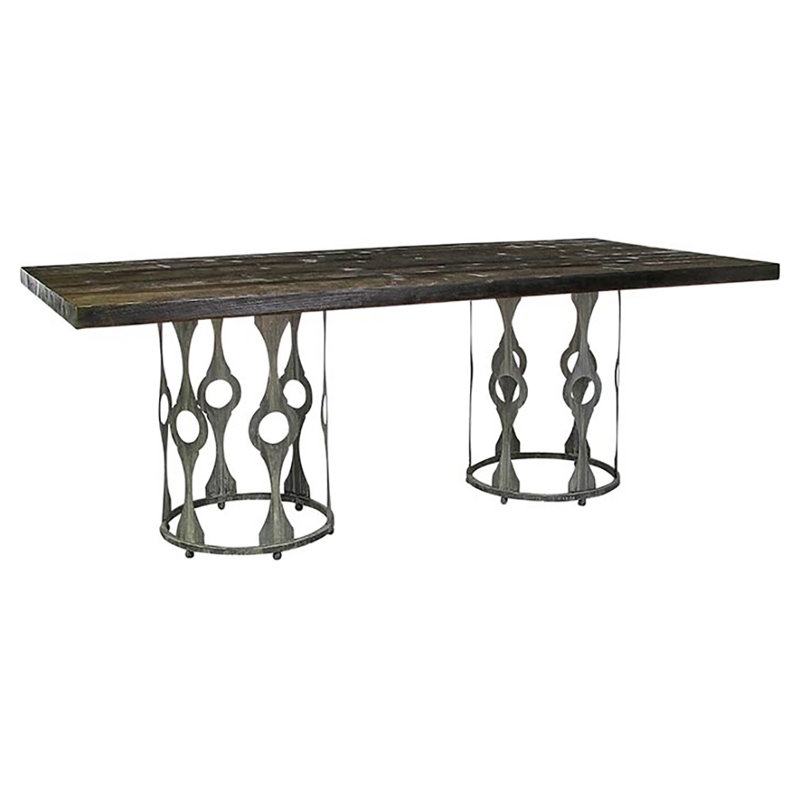 Balustrade 40'' Iron Dining Table, Sand Blasted Pine