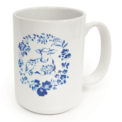Blue Painted Farm 15 oz. Decorative Ceramic Mug
