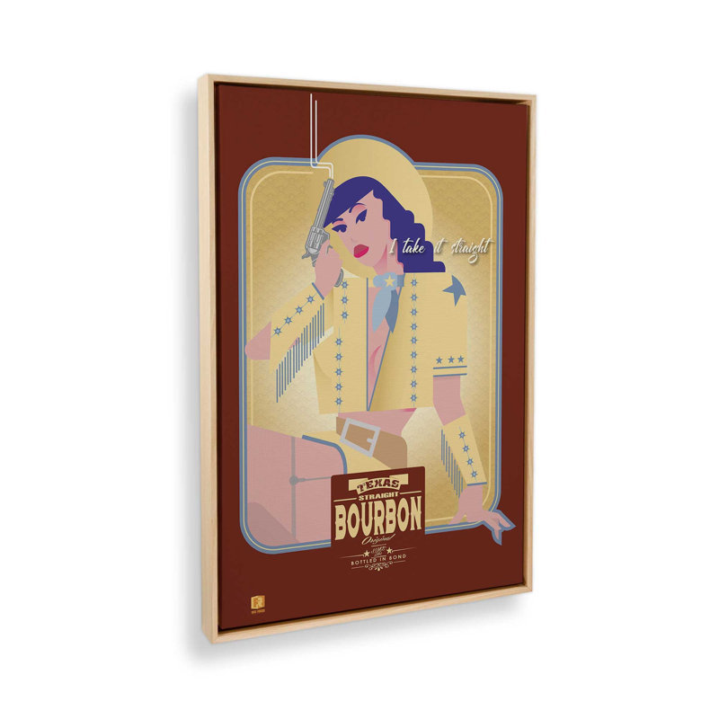 Cowgirl du désert, H 30,75 po x l 20,75 po, Impression encadrée sans passe-partout, Érable américain