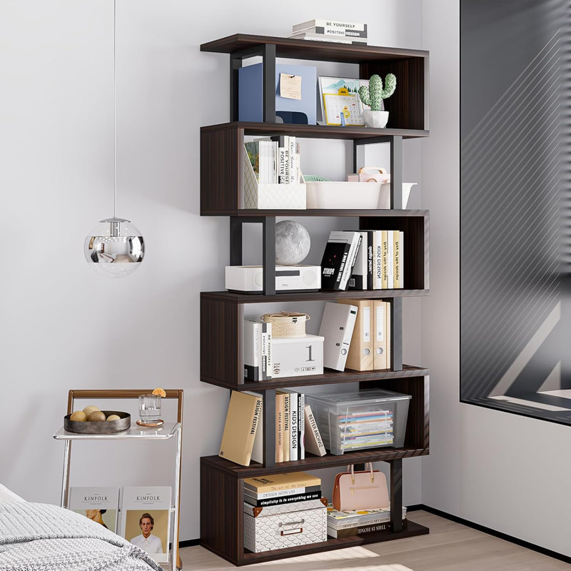S Shaped industrial bookshelf Storage, Black