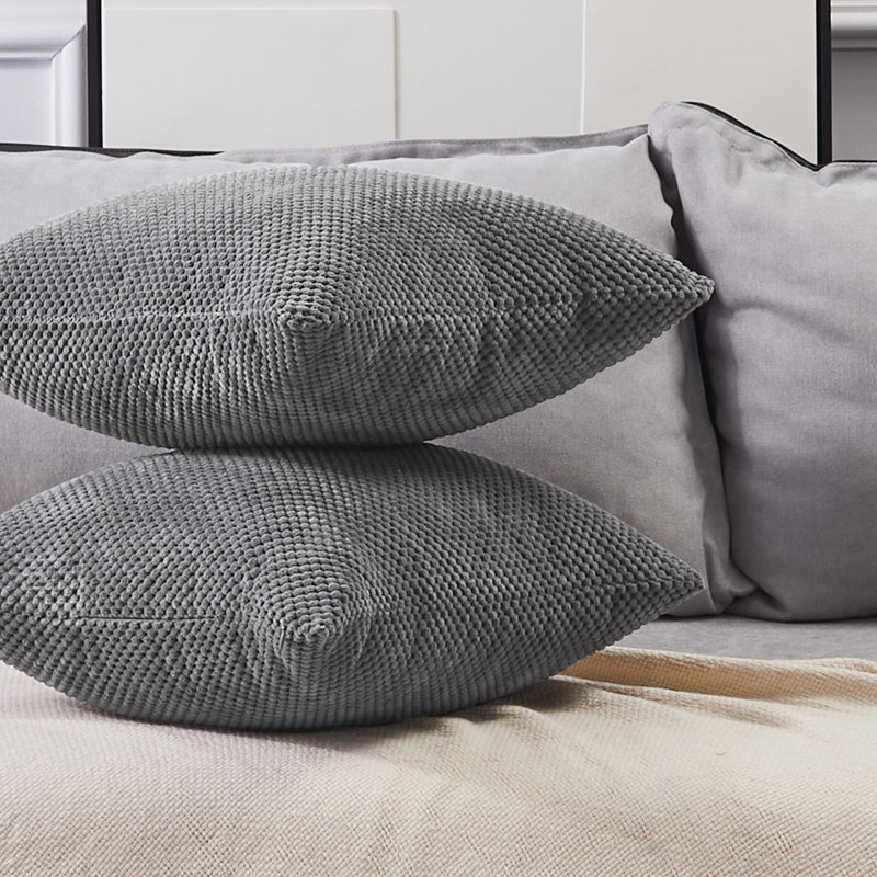 Primrosa Grey Square Throw Cushion Cover, 56cm H x 56cm W