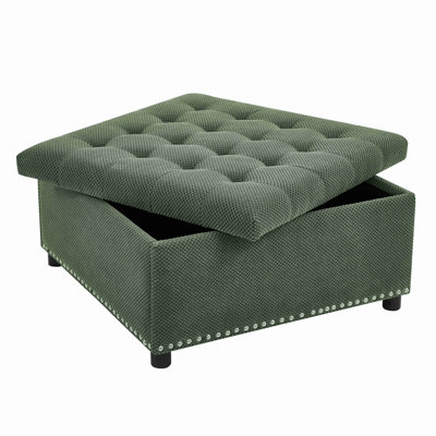 Storage Ottoman, Tufted Footstool, Nailhead Trim Ottoman, Square Storage Ottoman, Upholstered Coffee Table, Bedroom Storage, Living Room Accent Ottoman