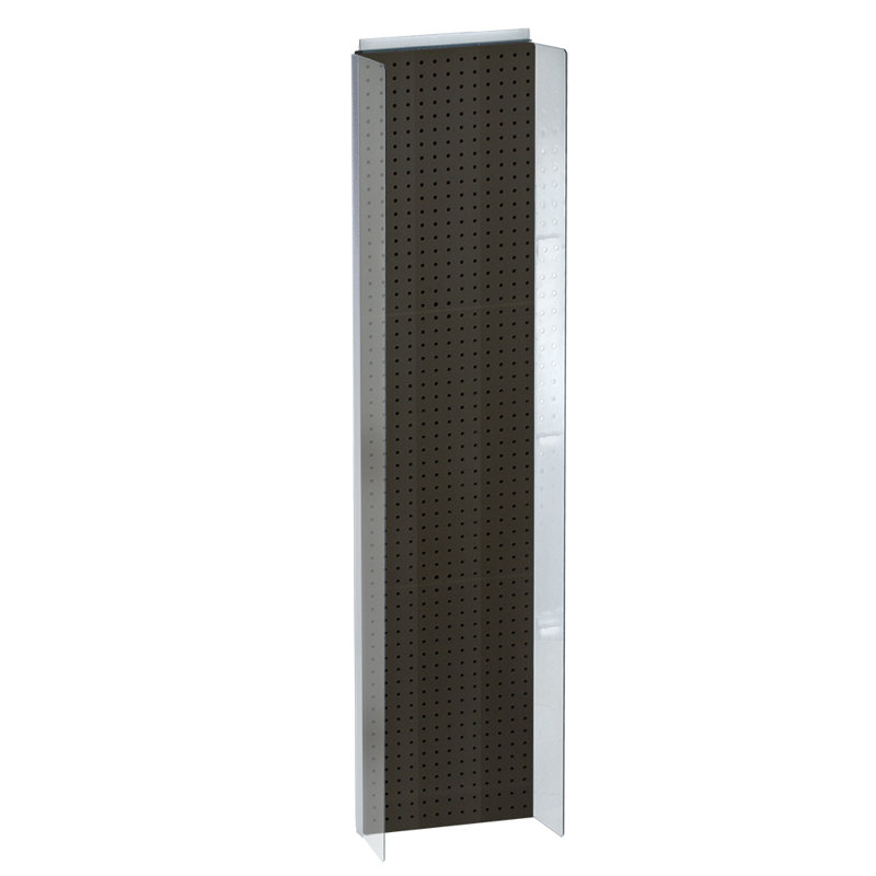 White and Silver 14"W x 60"H Pegboard Display with Plastic Side Wings