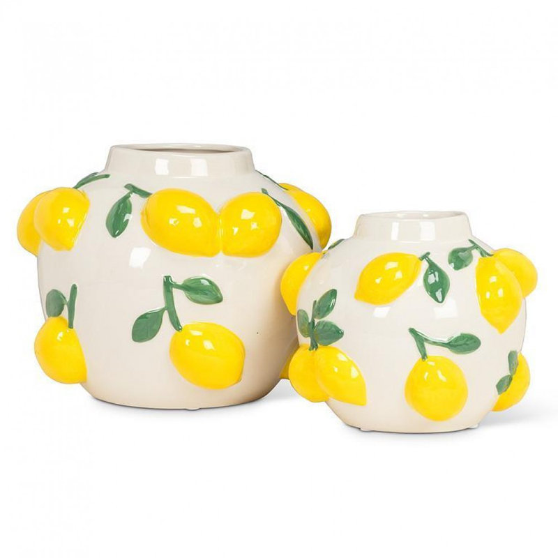 Vase rond avec citrons