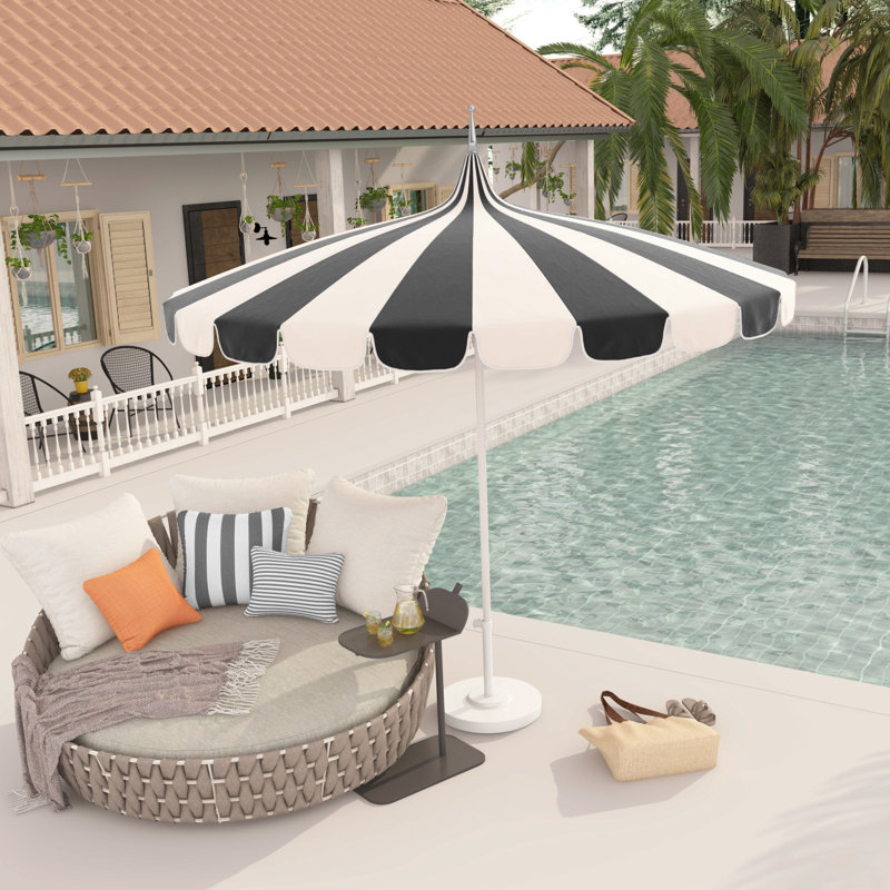 8.5' Sunbrella® Two-Tone Pagoda Umbrella, Black - Pacifica