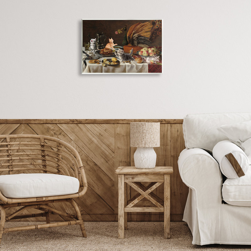 «Kittens on Still Life Feast», plaque murale par Master Redux, H 13 po x l 19 po