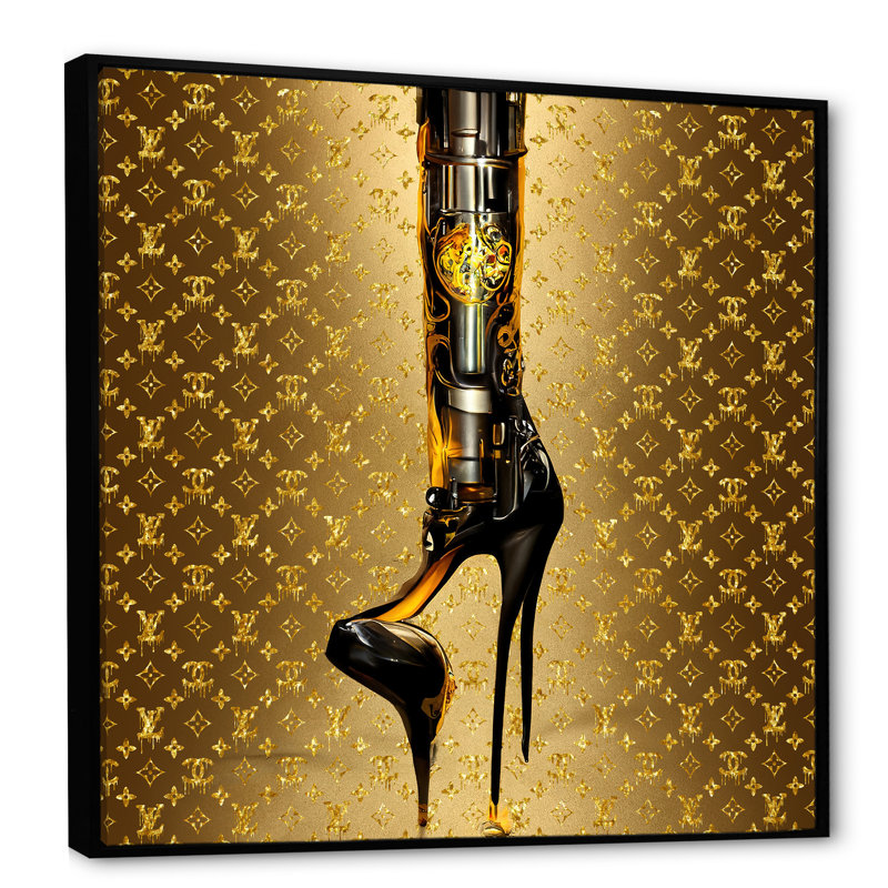 Luxury Brand Bionic Heel II - Art mural sur toile tendance, H 16 po x l 16 po x P 1 po, Toile avec cadre flottant noir