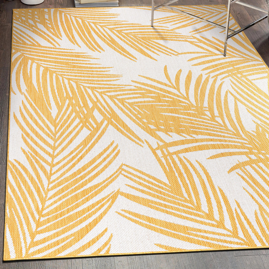 Edwardsville Floral Yellow/Cream Indoor & Outdoor Area Rug Bay Isle Home™ Rug 