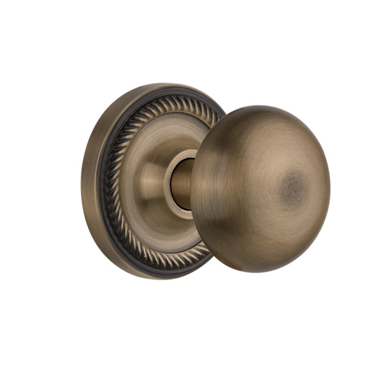 Rope Rosette with New York Door Knob, Antique Brass
