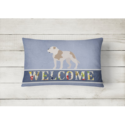  American Bulldog Welcome Indoor/Outdoor Throw Pillow