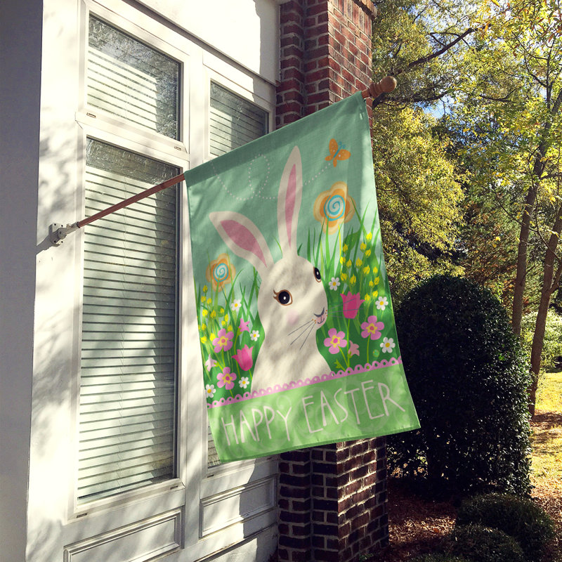 Lapin en polyester 2 côtés 40 x 28 po pâques lapin de pâques drapeau maison