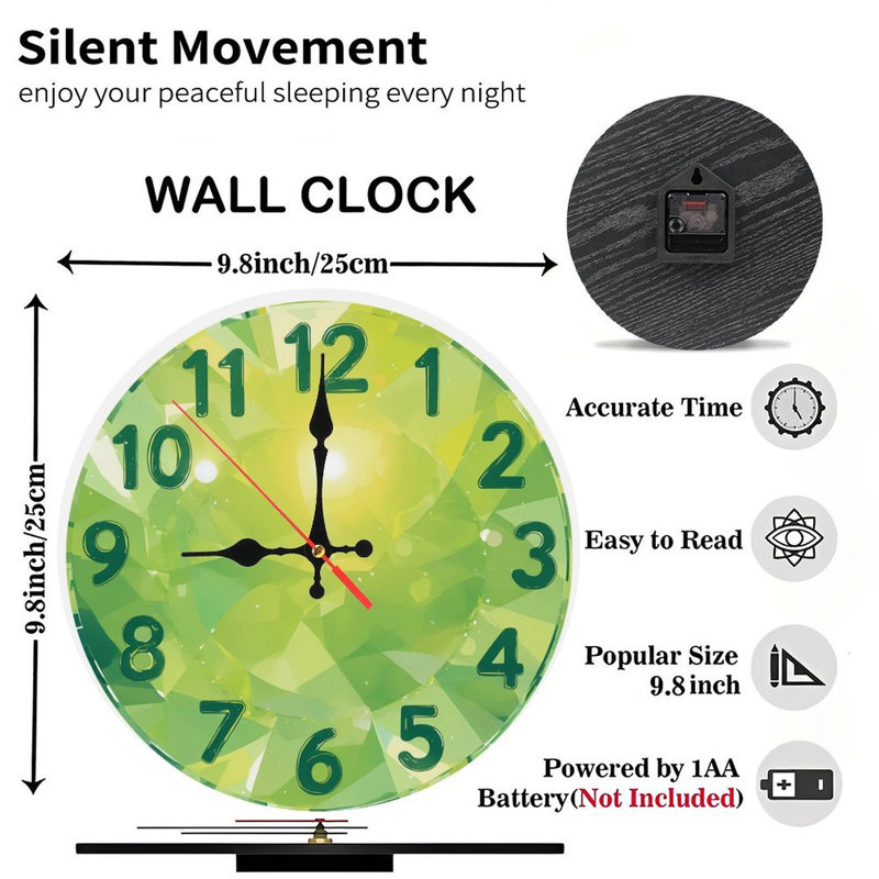 Horloge verte avec chiffres