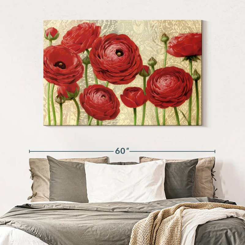 Harnek Red Serenity And Lace I, 34" H x 51" W