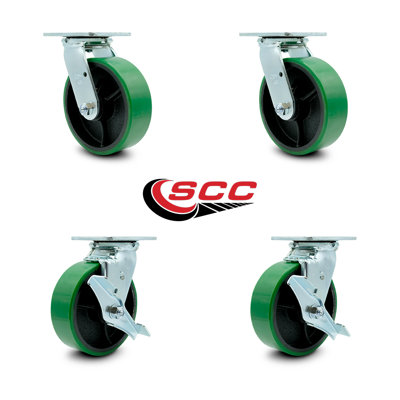 Ensemble de roues à roulettes pour boîte à outils - Poly vert sur roulettes pivotantes en fonte - SCC