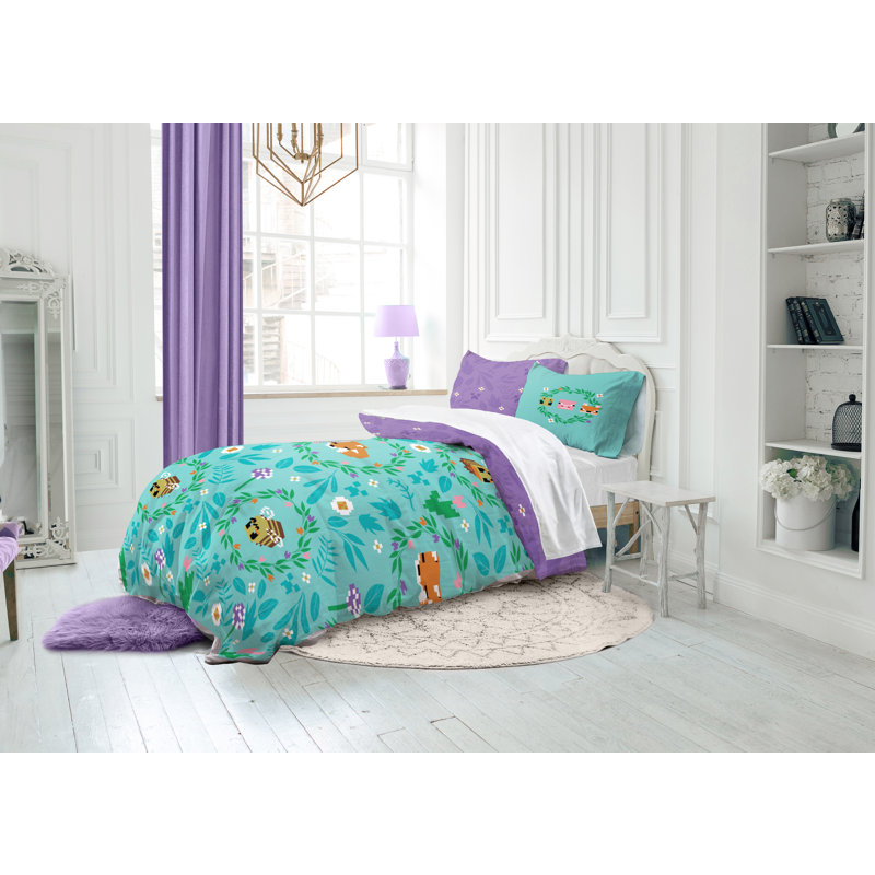 Minecraft Floral 100% Cotton Single Duvet Cover Set