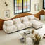 Canapé d'angle modulaire quatre places en chenille avec pouf et coussins lombaires-503502128