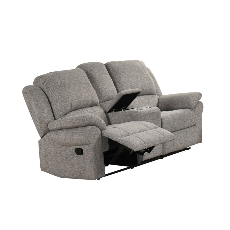 Causeuse inclinable avec console, chenille gris-beige, Grey-Beige