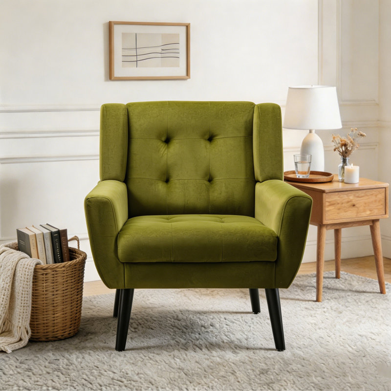 Fauteuil d'appoint Bolanle, Velours vert