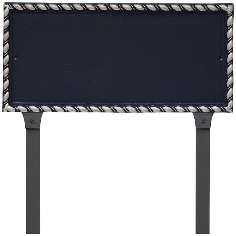 Plaque d'adresse rectangulaire à deux lignes avec piquets de pelouse Franklin, Marine / Argent, Oui