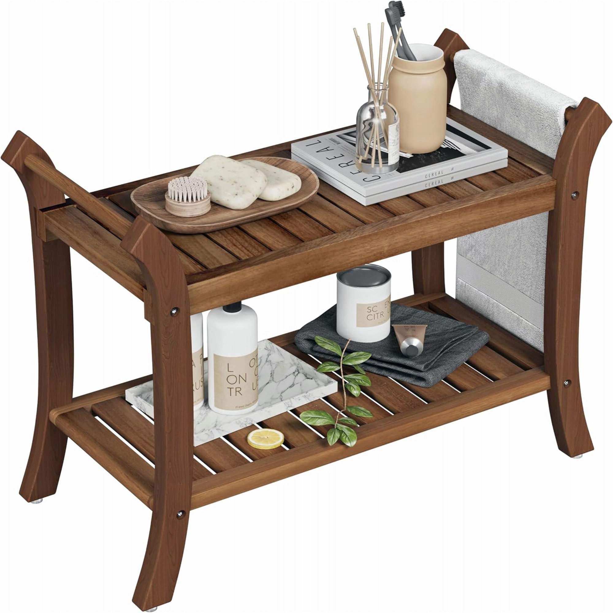 Orren Ellis Teak Shower Bench With Safety Arms - Wayfair Canada