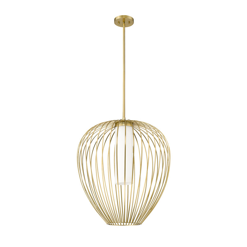 Luminaire suspendu 1 lumière Burakcan, H 106,5 po x l 22 po x P 22 po, Or moderne