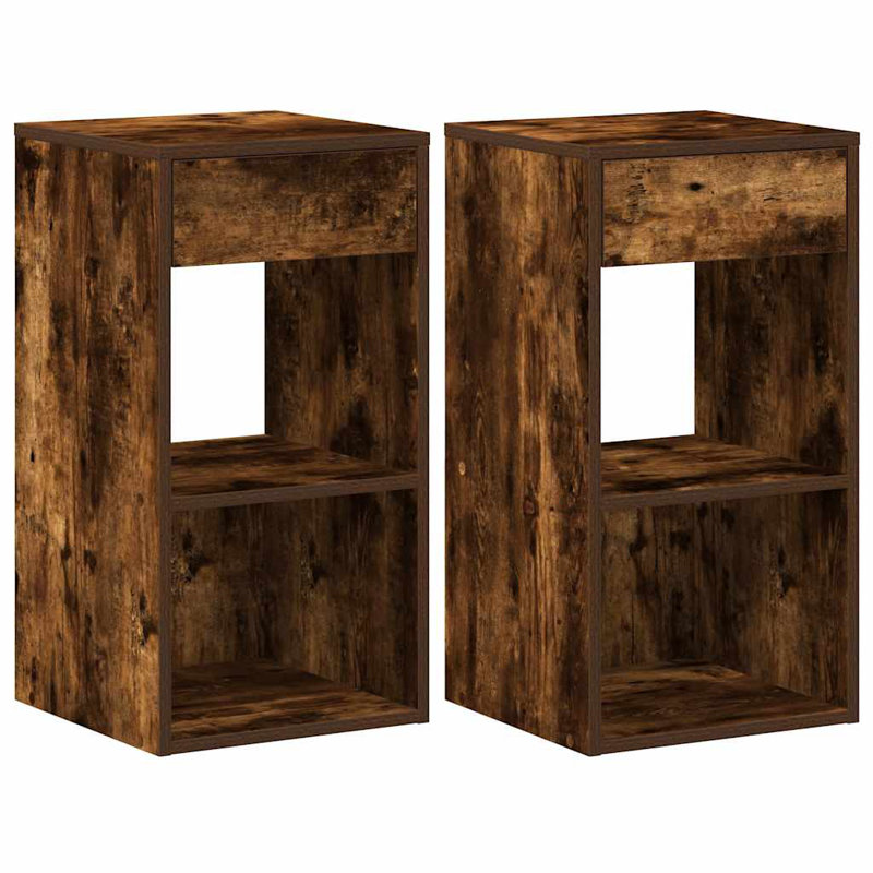 Rontavius 35cm W Manufactured Wood Bedside Table, Smoked Oak, Set of 2
