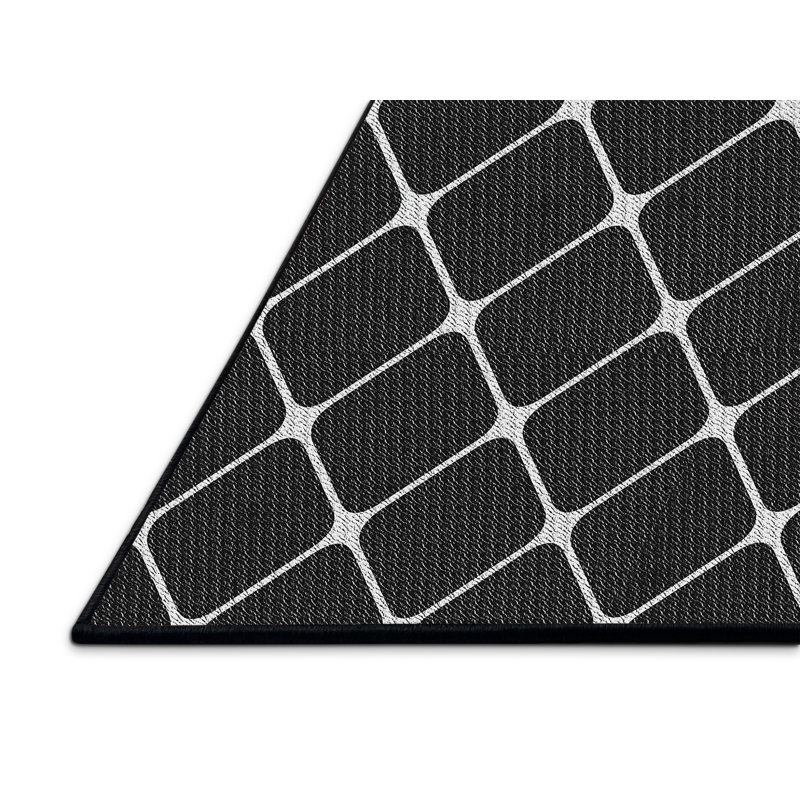Tapis noir à motifs géométriques, Rectangle 5 pi x 7 pi