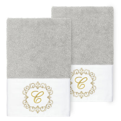 Winston Porter 100% Turkish Cotton MONICA 2PC Embellished Hand Towel Set