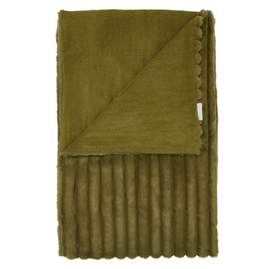 Cosy Ribbed Faux Fur Blanket Throw