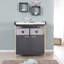 Berlin Unit Including Removable with Doors and Fabric Boxes, Handles and Frame Made of Bamboo Wood - Anthracite Changing Table